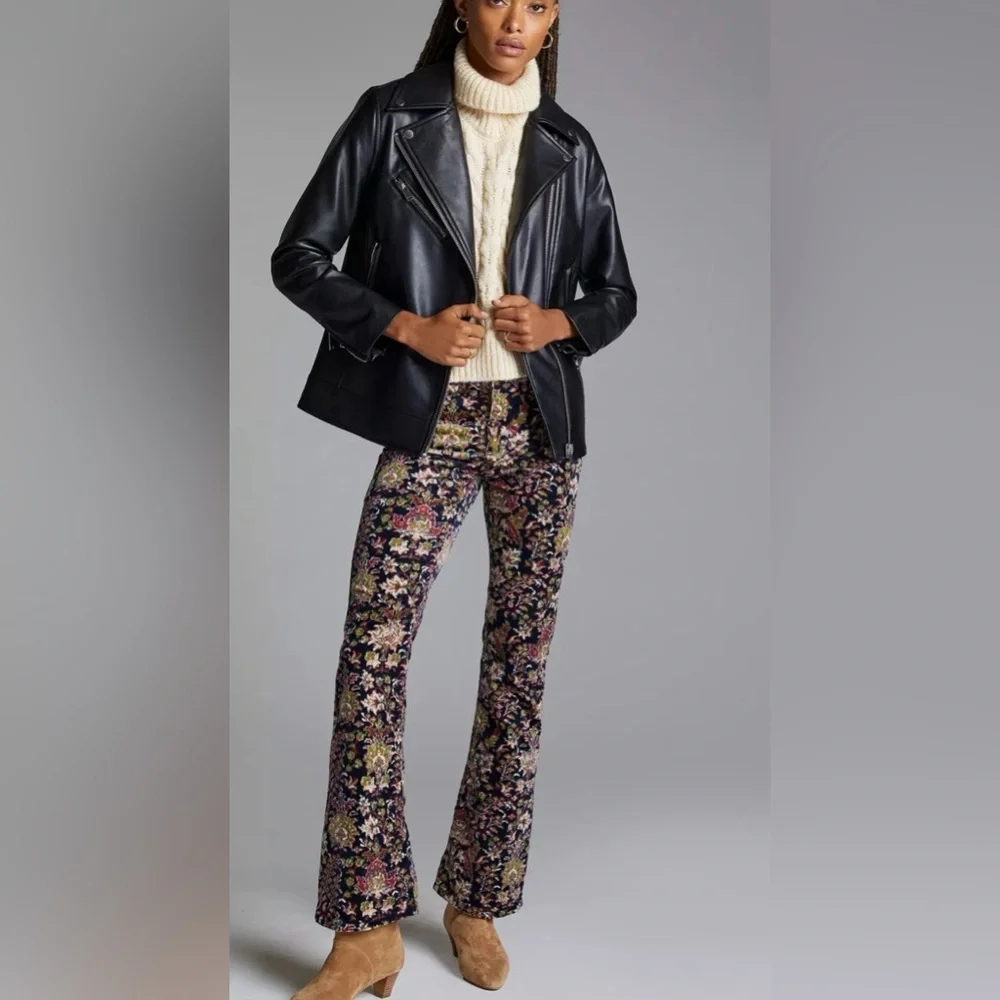 Anthropologie Avec Les Filles Black Relaxed Faux Leather Moto Jacket Women’s XS - Picture 2 of 10